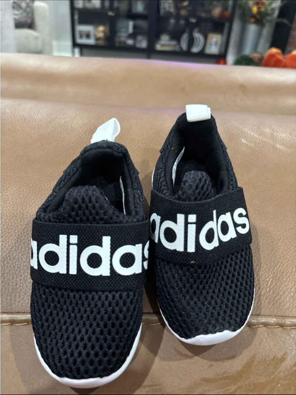 adidas Kids Black and White Slip-On Mesh Sneakers